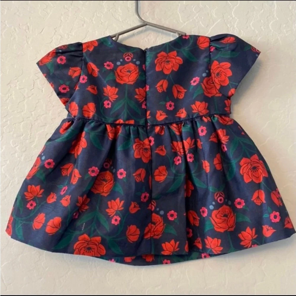 Gymboree navy floral dress with velvet bloomers size 3T